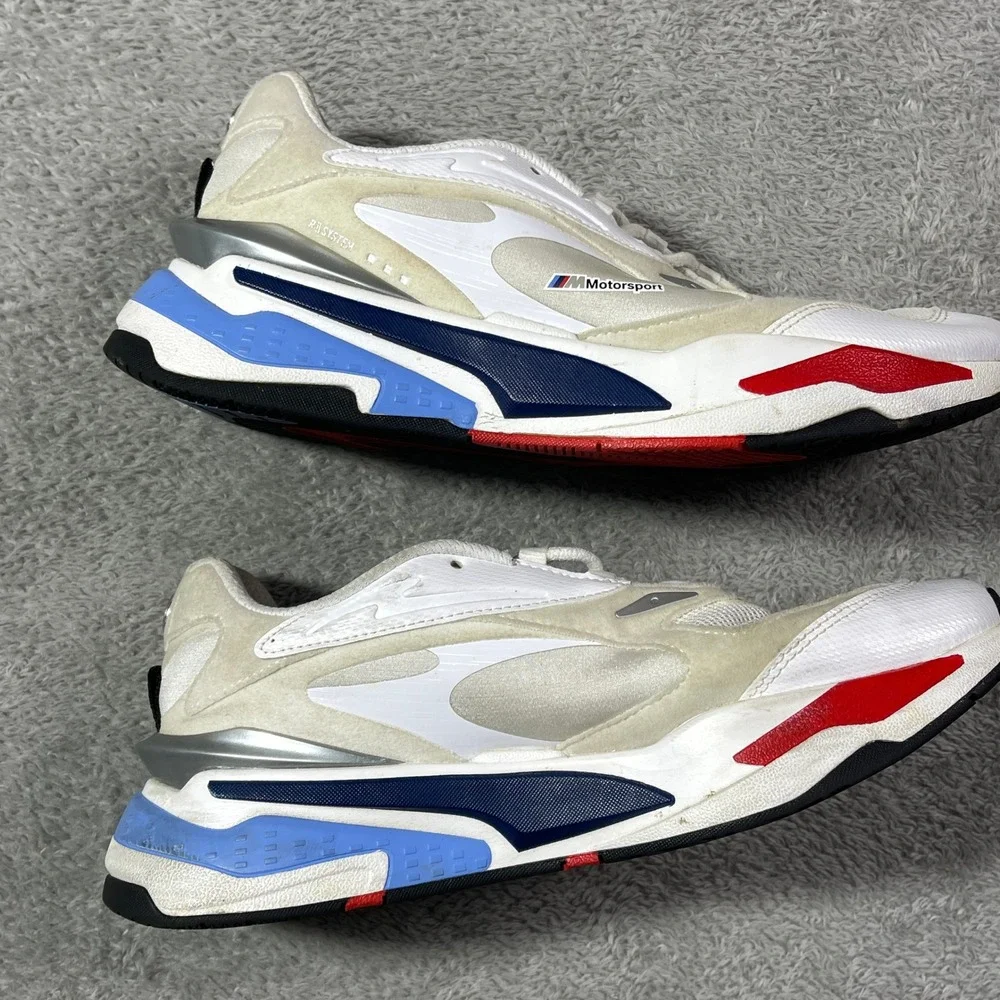 Puma RS Fast Motorsport Sneakers White Beige Blue Red Men's Size 7C‎